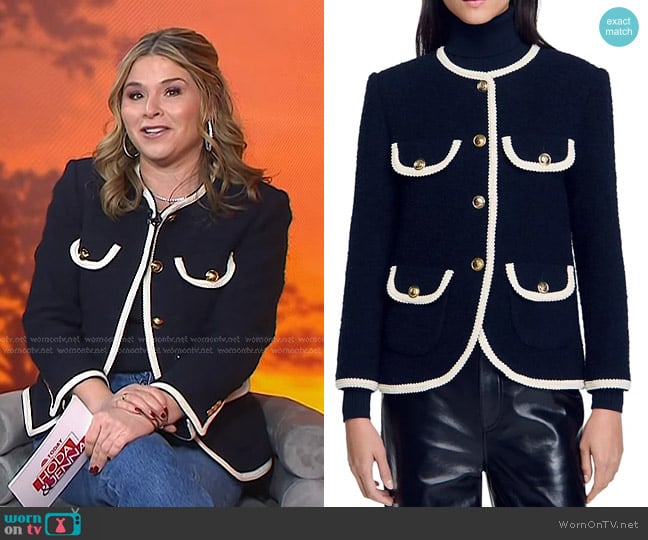 Sandro Jill Tweed Contrast Trim Jacket worn by Jenna Bush Hager on Today