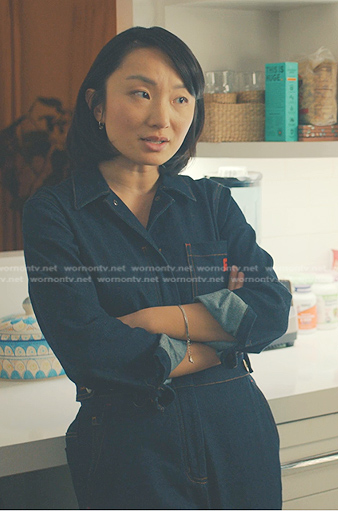 Sarah’s denim boiler suit on No Good Deed