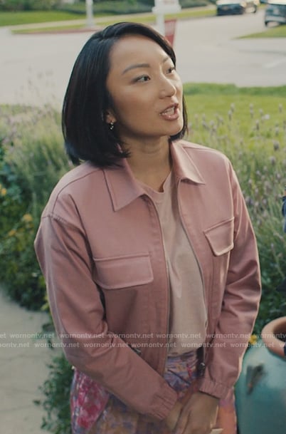 Sara’s pink zip front jacket on No Good Deed