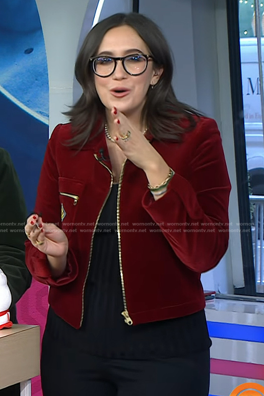 Savannnah’s red velvet jacket on Today