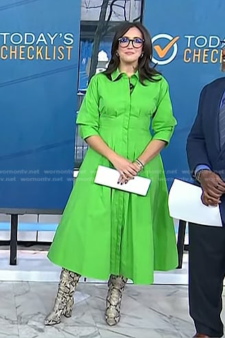 Savannah’s green midi shirtdress on Today