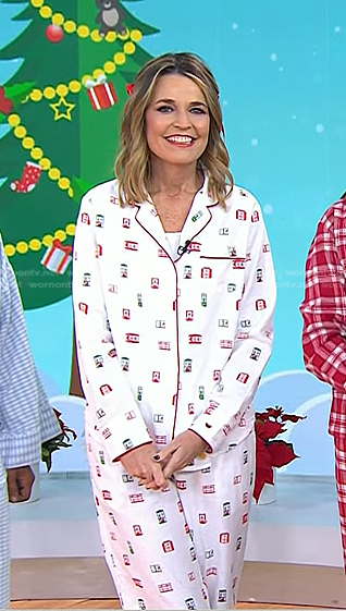 Savannah’s white print pajamas on Today