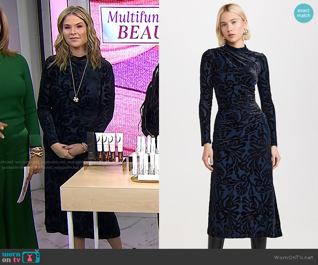 Sea Alia Stretch Burnout Velvet Dress in Navy worn by Jill Martin on Today