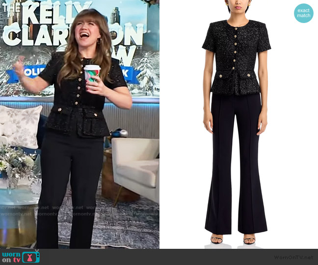 Self Portrait Bouclé Metallic Tinsel Jumpsuit worn by Kelly Clarkson on The Kelly Clarkson Show