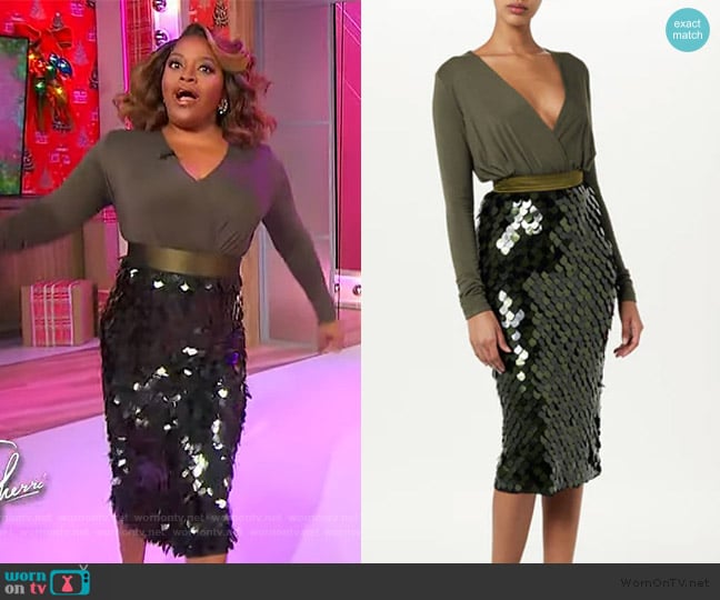 Sergio Hudson Draped V-neck Bodysuit worn by Sherri Shepherd on Sherri