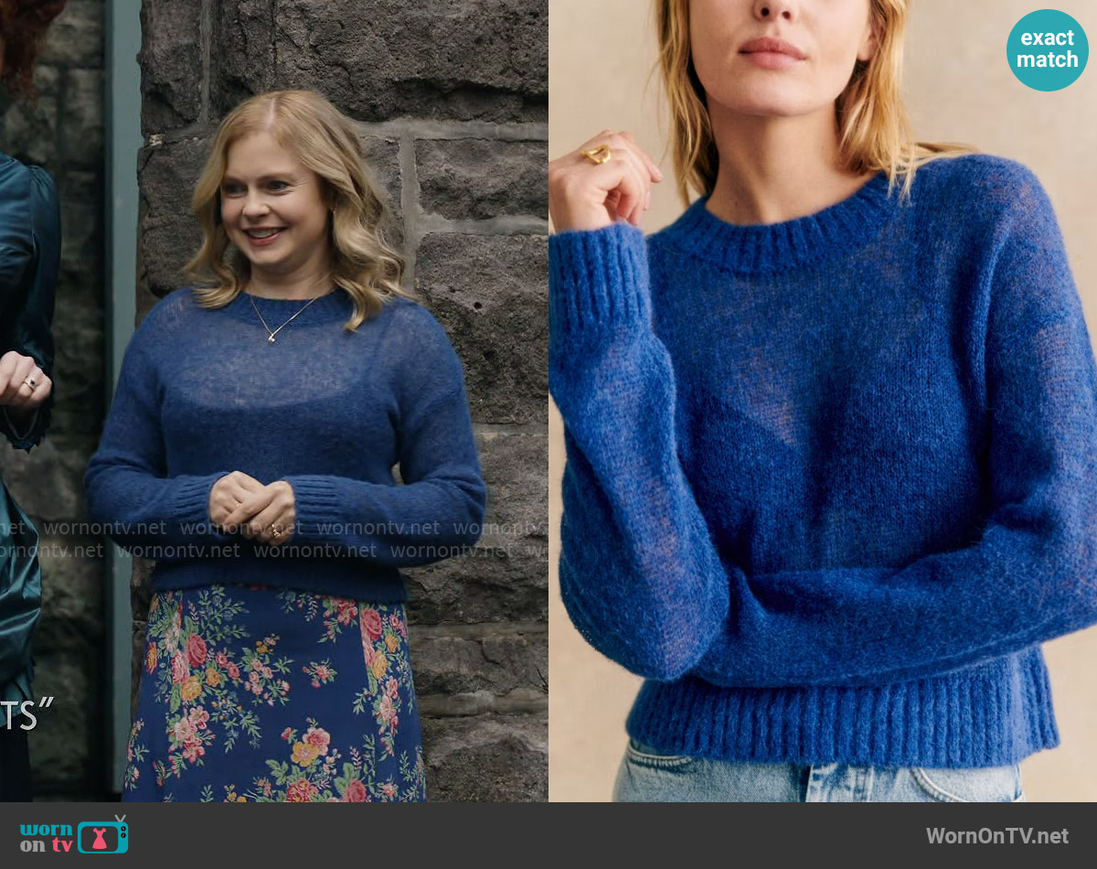 Sezane Keith Jumper in Blue worn by Sam (Rose McIver) on Ghosts
