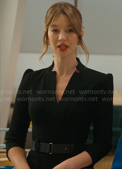 Shae’s black v-neck dress on Matlock