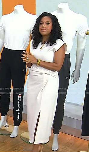 Sheinelle’s ivory twisted waist dress on Today