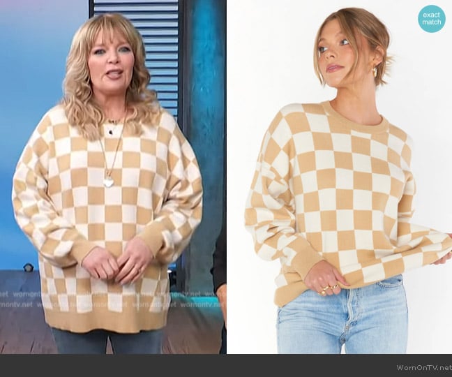 Show Me Your Mumu Scout Sweater worn by Melissa Peterman on Access Hollywood