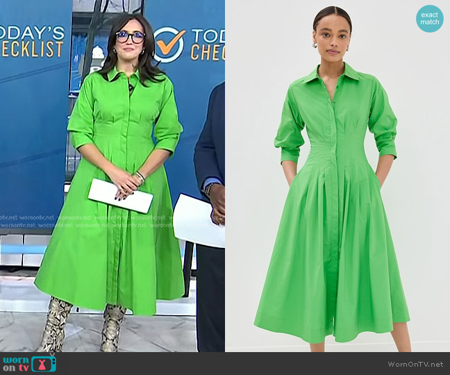 Simkhai Jazz Pintuck Midi Dress in Parakeet worn by Savannah Sellers on Today