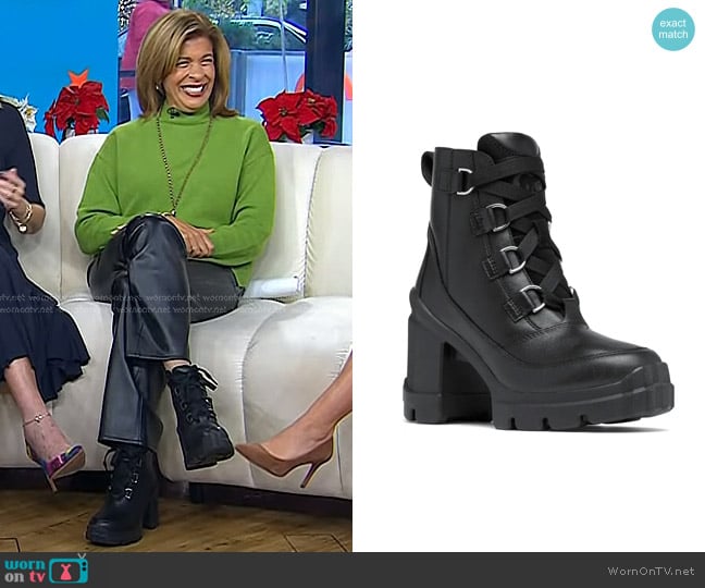 Sorel Caribou X Waterproof Lace-Up Block Heel Bootie worn by Hoda Kotb on Today