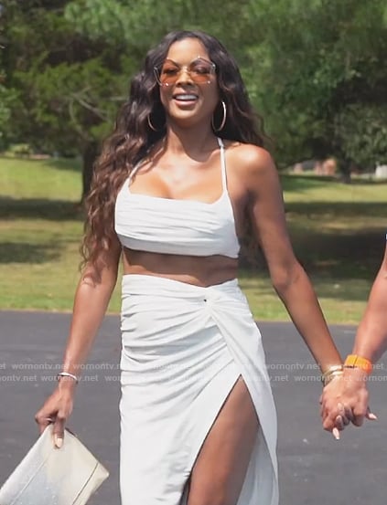 Stacey’s white two piece set on The Real Housewives of Potomac
