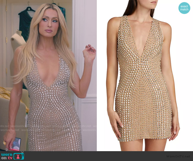 Stella McCartney Crystal Embellished Minidress worn by Paris Hilton on Paris and Nicole The Encore