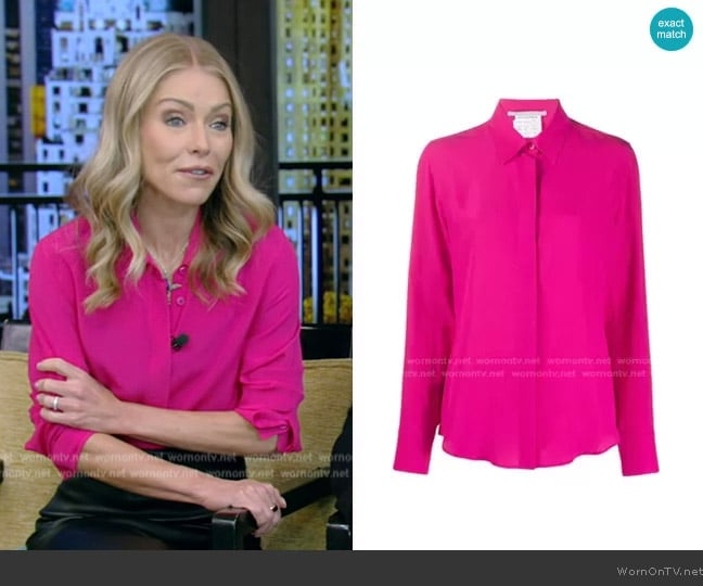 Stella McCartney Willow Silk Crepe de Chine Shirt worn by Kelly Ripa on Live with Kelly and Mark
