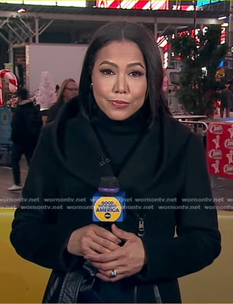 Stephanie’s black hooded zip coat on Good Morning America