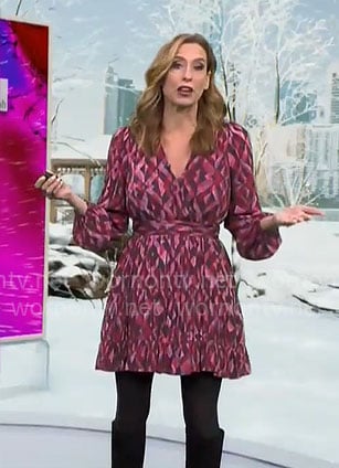 Stephanie Abram’s pink geometric print dress on CBS Mornings