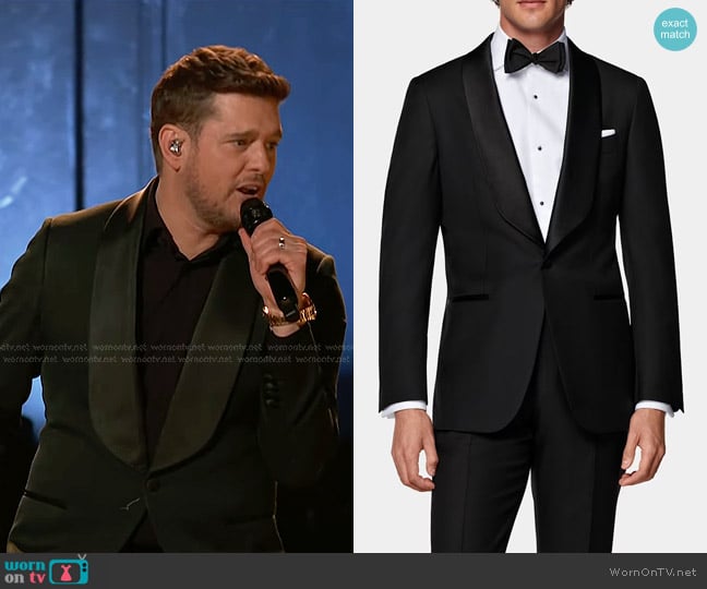 Suitsupply Tailored Fit Havana Dinner Jacket in Black worn by Michael Bublé on The Voice