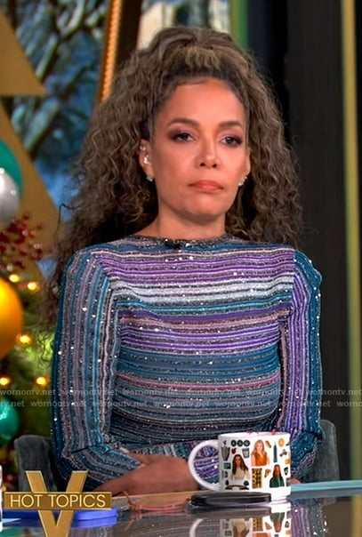 Sunny’s metallic striped dress on The View