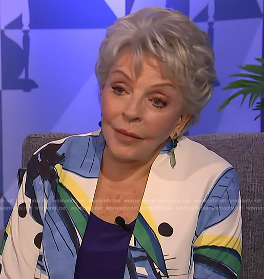 Susan Seaforth Hayes’ printed kimono on Access Hollywood