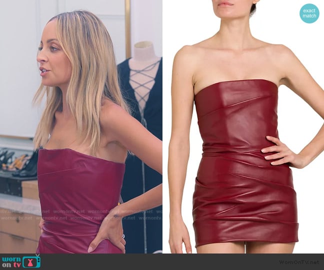 The Attico Strapless Leather Body-Con Minidress worn by Nicole Richie on Paris and Nicole The Encore