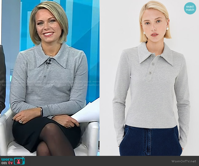 Tibi Perfect T Shrunken Polo in Heather Grey worn by Dylan Dreyer on Today