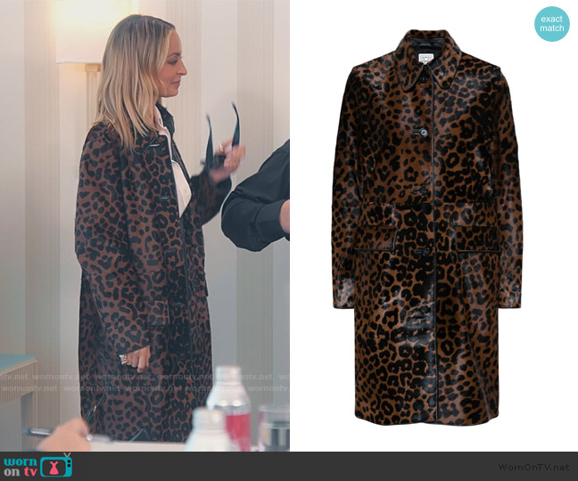 Toteme leopard-print single-breasted coat worn by Nicole Richie on Paris and Nicole The Encore