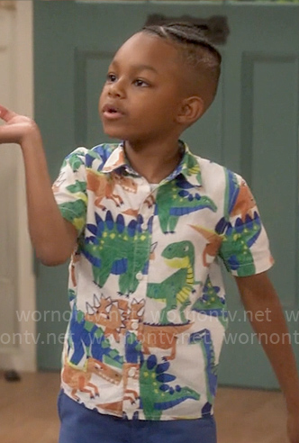 Trey’s dinosaur shirt on Poppas House