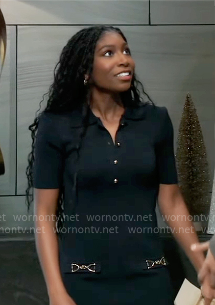 Trina’s black mini polo collar dress on General Hospital