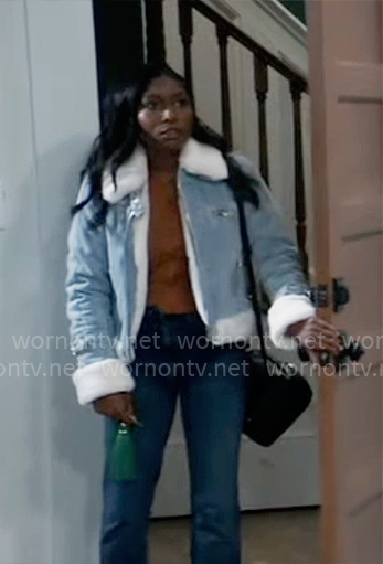 Trina’s denim and fur jacket on General Hospital