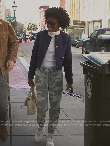 Venita’s blue tweed jacket and pants on Southern Charm