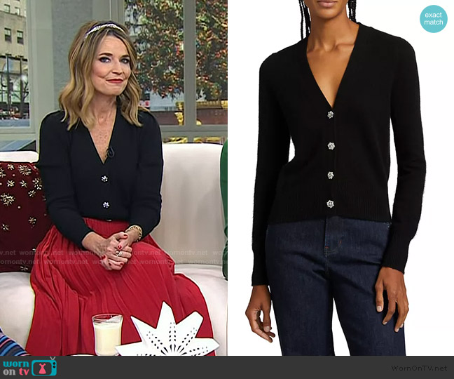 Veronica Beard Solene Cashmere Cardigan worn by Savannah Guthrie on Today