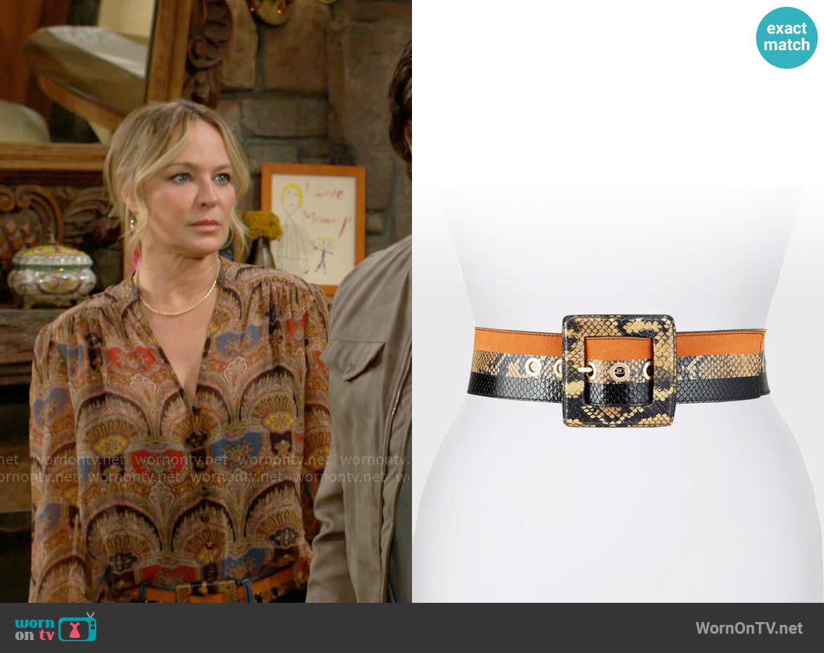 Veronica Beard Risa Belt worn by Sharon Newman (Sharon Case) on The Young and the Restless