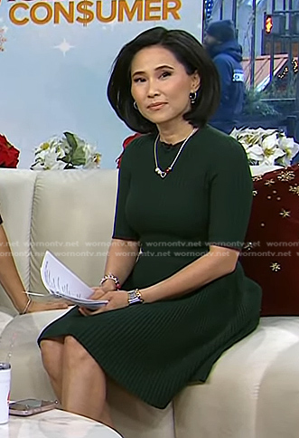 Vicky’s green ribbed skater dress on Today
