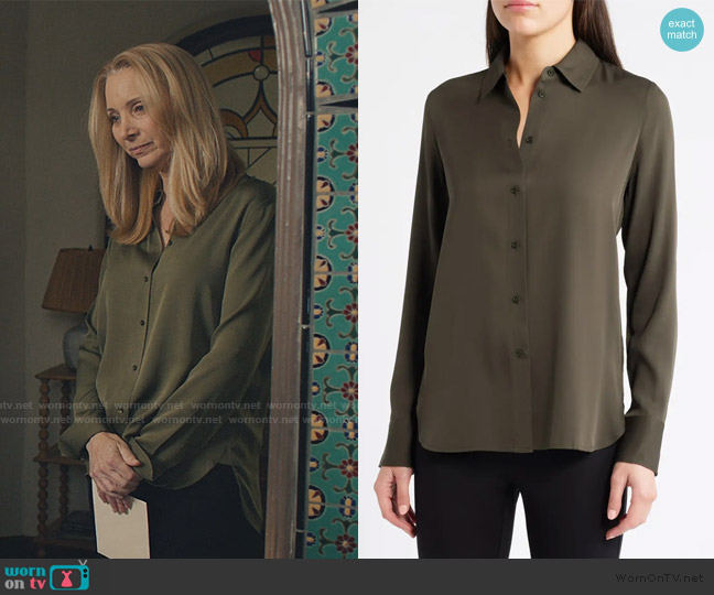 Vince Stretch Silk Blouse worn by Lydia Morgan (Lisa Kudrow) on No Good Deed