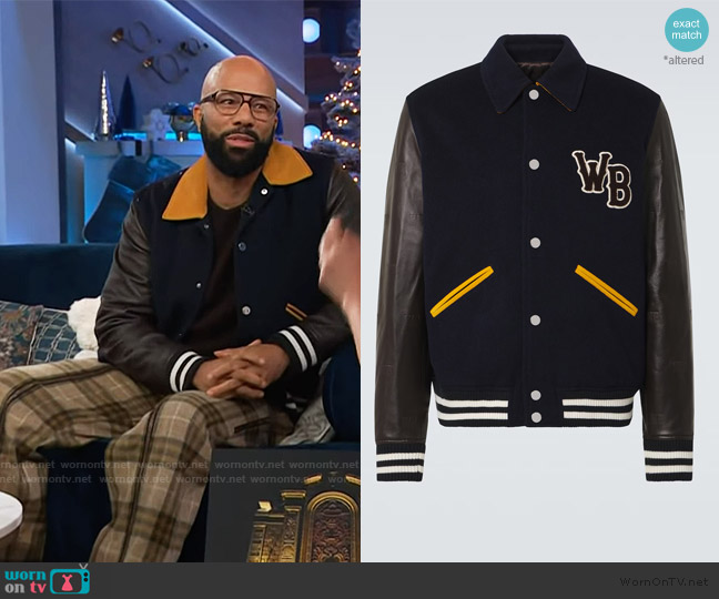 Wales Bonner Prince wool-blend varsity jacket worn by Common on The Kelly Clarkson Show