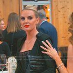 Whitney’s black gathered mini dress on The Real Housewives of Salt Lake City