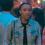 Whitney’s textured denim jacket and skirt set on The Sex Lives of College Girls