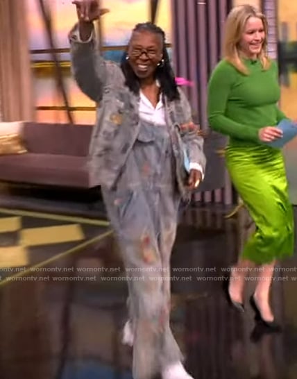 Whoopi’s floral denim overalls on The View