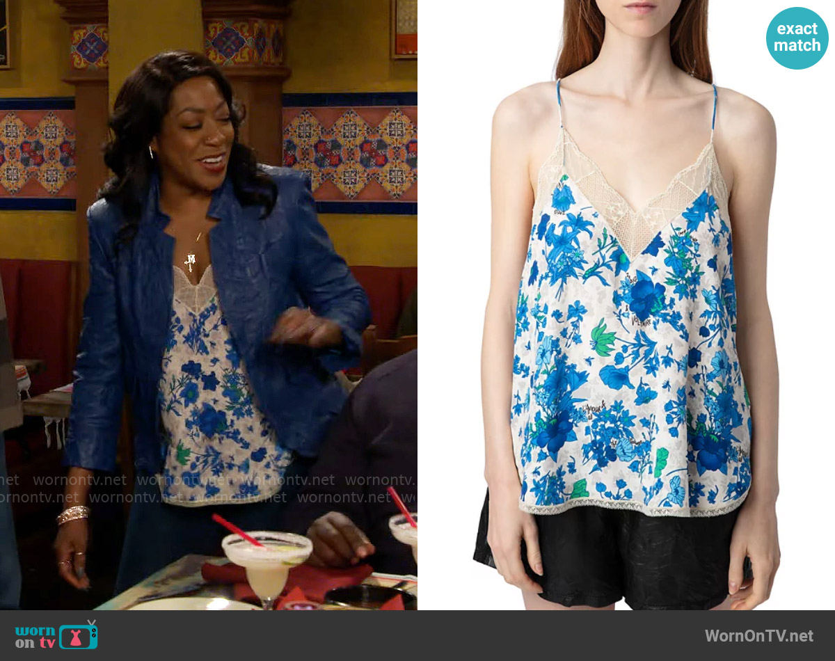 Zadig & Voltaire Christy Camisole in Ecru worn by Tina Butler (Tichina Arnold) on The Neighborhood