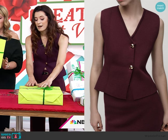 Zara Basic Knit Gold Button Top worn by Lindsey Peers on Today