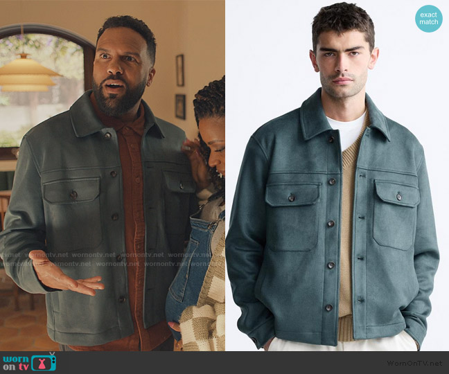 Zara Faux Suede Overshirt worn by Dennis (O-T Fagbenle) on No Good Deed