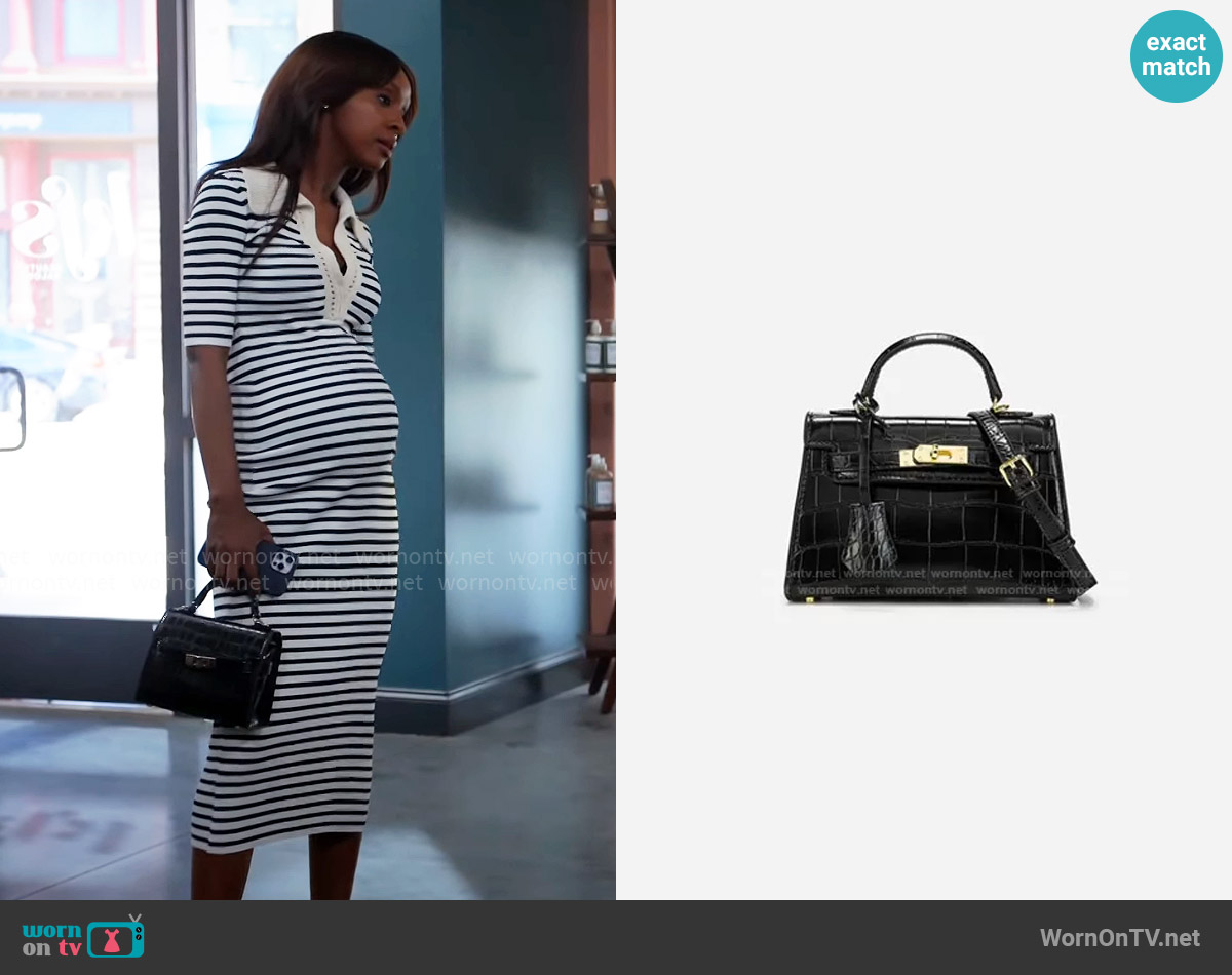 Zara Croc Embossed City Bag worn by Karen Mott (Ebony Obsidian) on Tyler Perrys Sistas