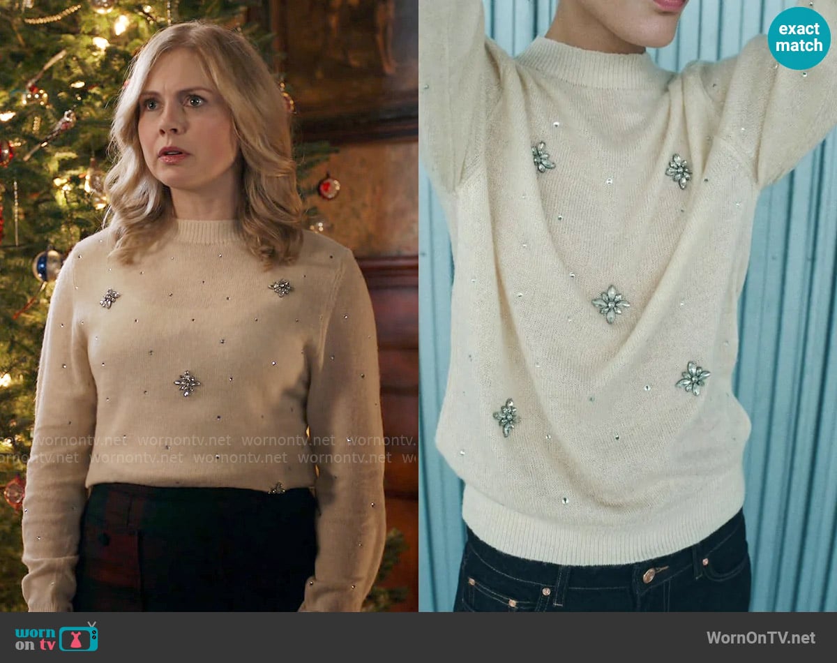 Zara Jewel Knit Sweater worn by Sam (Rose McIver) on Ghosts