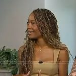 Zuri’s beige square neck mini dress on Access Hollywood