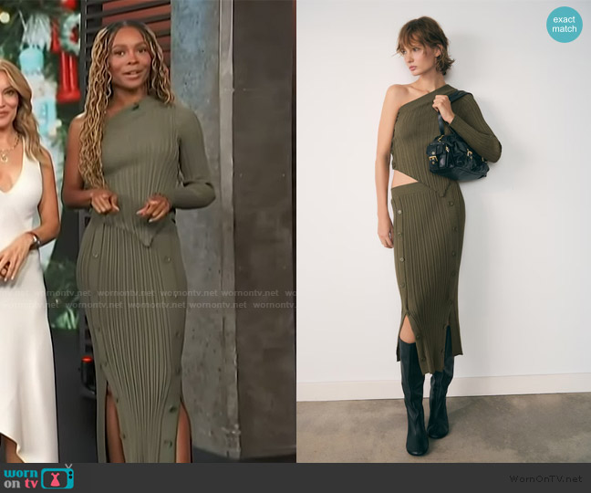 Mango Ribbed Asymmetric sweater worn by Zuri Hall on Access Hollywood