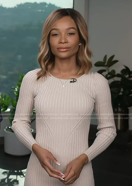 Zuri’s beige ribbed dress on Access Hollywood