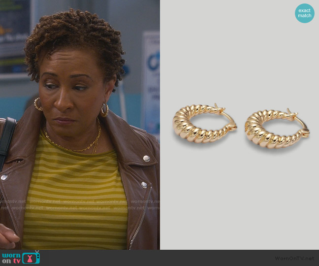 Abcrete and Co The Twisted Croissant Earrings worn by Lucretia Turner (Wanda Sykes) on The Upshaws