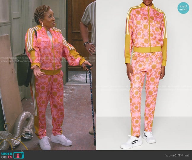 Adidas x Farm Rio Tiro Track Jacket in Pink Glow worn by Lucretia Turner (Wanda Sykes) on The Upshaws