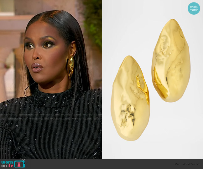 Alexis Bittar Molten Puffy Teardrop Post Earrings worn by Ubah Hassan on The Real Housewives of New York City