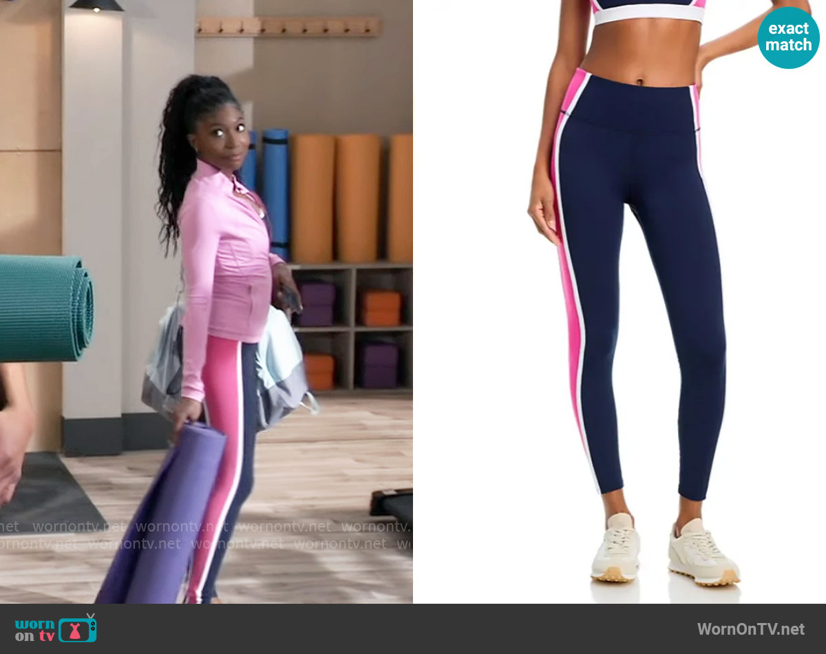Aqua Toned Out High Rise Leggings in Raspberry worn by Trina Robinson (Tabyana Ali) on General Hospital